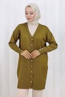 Hijab clothing GREEN T 6713 BN UZUN MERSERİZE HIRKA