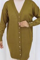 Hijab clothing GREEN T 6713 BN UZUN MERSERİZE HIRKA