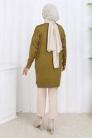 Hijab clothing GREEN T 6713 BN UZUN MERSERİZE HIRKA