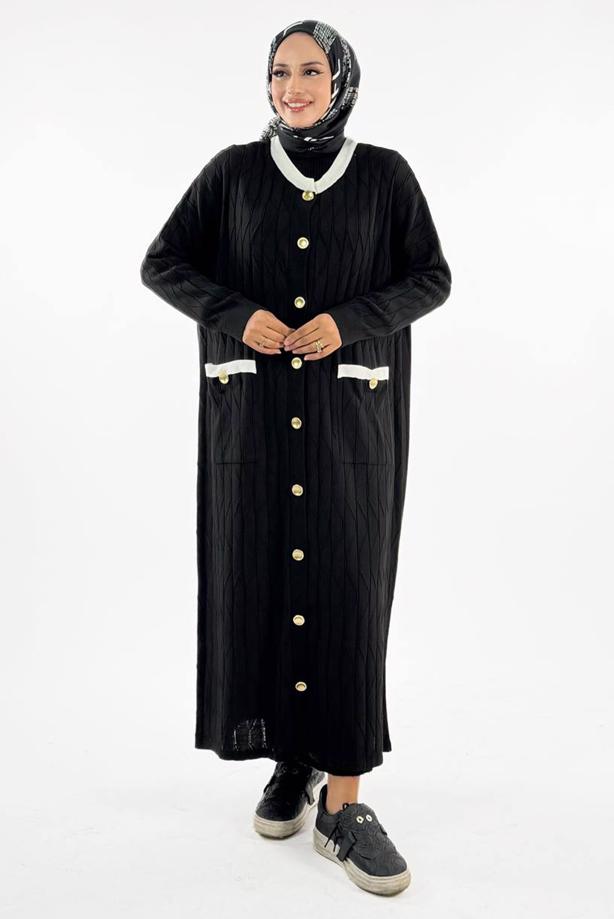 Tesettür giyim SİYAH TRİKO HIRKA T 70281 - TRENDTESETTÜR