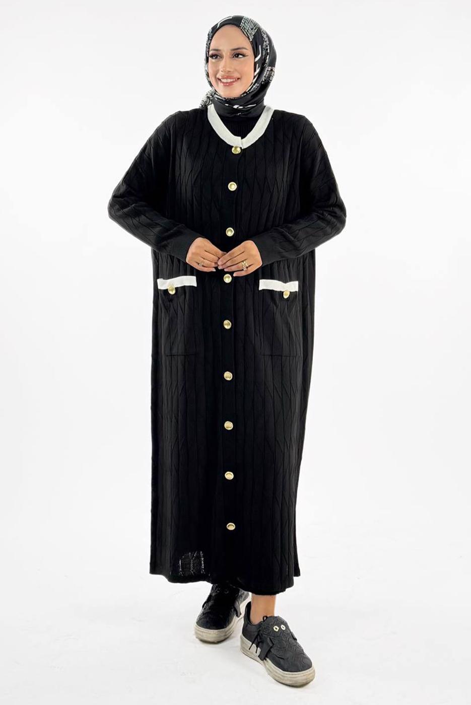 Tesettür giyim SİYAH TRİKO HIRKA T 70281