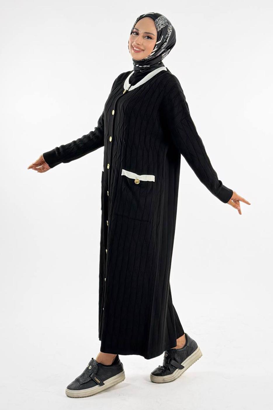 Tesettür giyim SİYAH TRİKO HIRKA T 70281