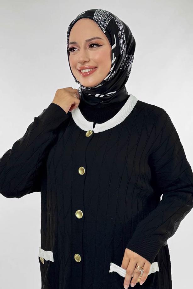 Tesettür giyim SİYAH TRİKO HIRKA T 70281 - TRENDTESETTÜR