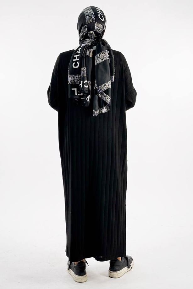 Tesettür giyim SİYAH TRİKO HIRKA T 70281 - TRENDTESETTÜR