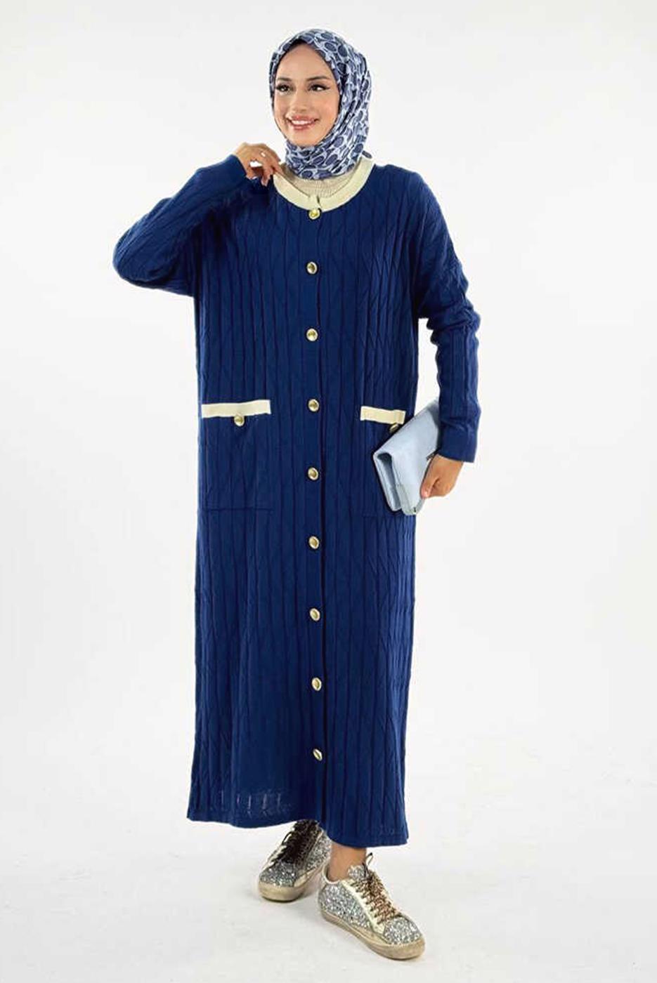 Vêtements hijab BLEU MARINE CARDIGAN EN MAILLE T 70281