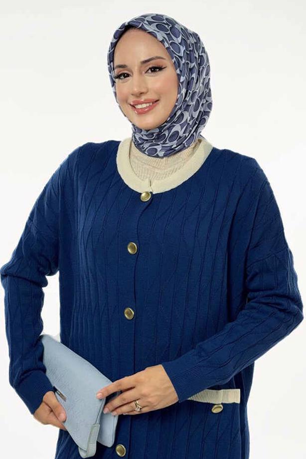 Vêtements hijab BLEU MARINE CARDIGAN EN MAILLE T 70281 - TRENDTESETTÜR