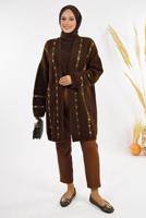 Tesettür giyim KAHVE DESENLİ HIRKA T 72381