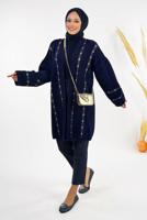 Tesettür giyim LACİVERT DESENLİ HIRKA T 72381