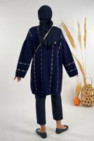 Tesettür giyim LACİVERT DESENLİ HIRKA T 72381