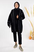 Tesettür giyim SİYAH DESENLİ HIRKA T 72381