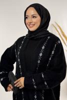 Tesettür giyim SİYAH DESENLİ HIRKA T 72381