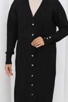 Tesettür giyim SİYAH T 7523 BN MERSERİZE HIRKA