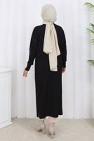Tesettür giyim SİYAH T 7523 BN MERSERİZE HIRKA