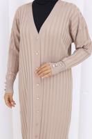 Tesettür giyim BEJ UZUN TRİKO HIRKA T 7523