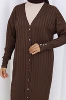 Tesettür giyim KAHVE UZUN TRİKO HIRKA T 7523