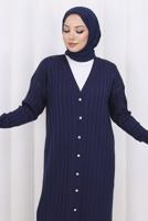 Tesettür giyim LACİVERT T 7523 BN MERSERİZE HIRKA