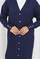 Tesettür giyim LACİVERT T 7523 BN MERSERİZE HIRKA