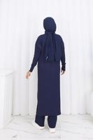 Tesettür giyim LACİVERT T 7523 BN MERSERİZE HIRKA