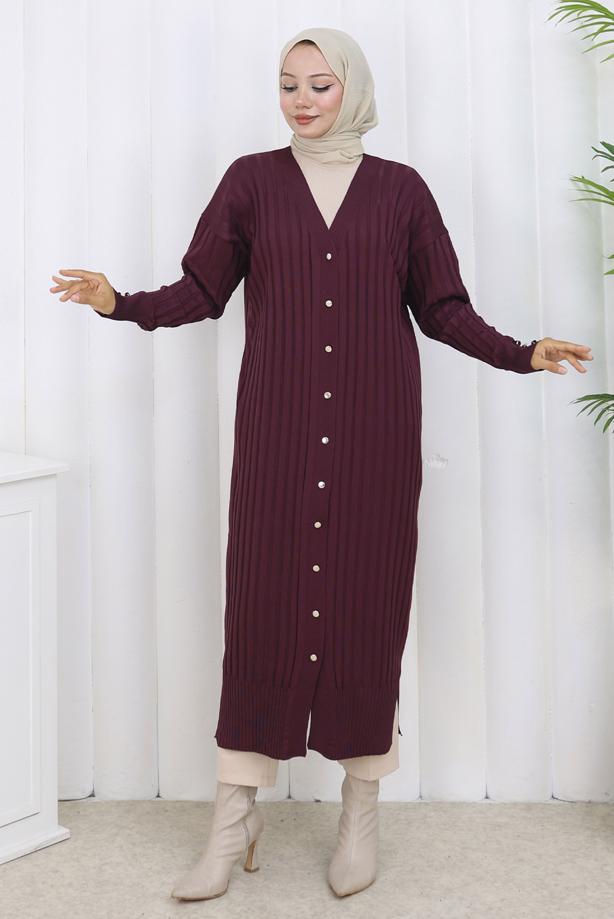 Tesettür giyim MÜRDÜM T 7523 BN MERSERİZE HIRKA - TRENDTESETTÜR