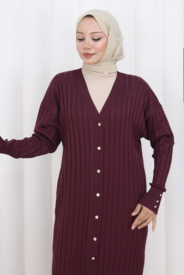 Tesettür giyim MÜRDÜM T 7523 BN MERSERİZE HIRKA - TRENDTESETTÜR