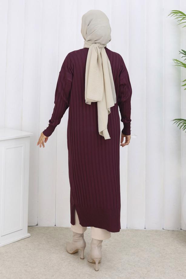 Tesettür giyim MÜRDÜM T 7523 BN MERSERİZE HIRKA - TRENDTESETTÜR