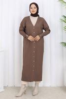 Tesettür giyim VİZON UZUN TRİKO HIRKA T 7523