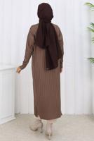 Tesettür giyim VİZON UZUN TRİKO HIRKA T 7523