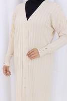 Tesettür giyim BEJ UZUN TRİKO HIRKA T 7523