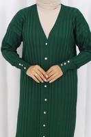 Tesettür giyim YEŞİL T 7523 BN MERSERİZE HIRKA