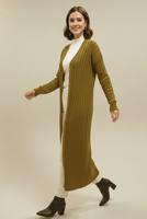 Tesettür giyim YEŞİL UZUN TRİKO HIRKA T 7523