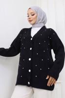 Tesettür giyim SİYAH TAŞ DETAYLI HIRKA T 80352