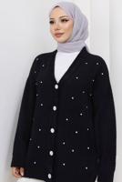 Tesettür giyim SİYAH TAŞ DETAYLI HIRKA T 80352