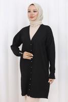 Tesettür giyim SİYAH DESENLİ TRİKO HIRKA T 8913