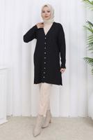 Tesettür giyim SİYAH DESENLİ TRİKO HIRKA T 8913