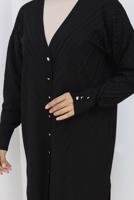 Tesettür giyim SİYAH DESENLİ TRİKO HIRKA T 8913