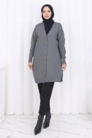 Tesettür giyim GRİ DESENLİ TRİKO HIRKA T 8913