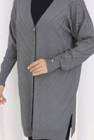 Tesettür giyim GRİ DESENLİ TRİKO HIRKA T 8913