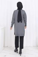 Tesettür giyim GRİ DESENLİ TRİKO HIRKA T 8913
