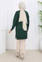 Tesettür giyim YEŞİL DESENLİ TRİKO HIRKA T 8913