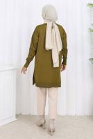 Tesettür giyim YEŞİL DESENLİ TRİKO HIRKA T 8913