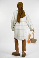 Tesettür giyim EKRU KARE DESENLİ HIRKA T 92381