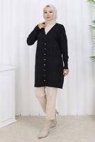 Tesettür giyim SİYAH DESENLİ TRİKO HIRKA T 9323