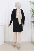 Tesettür giyim SİYAH DESENLİ TRİKO HIRKA T 9323