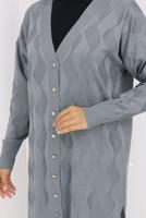 Tesettür giyim GRİ DESENLİ TRİKO HIRKA T 9323