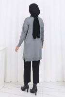 Tesettür giyim GRİ DESENLİ TRİKO HIRKA T 9323