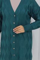 Tesettür giyim MAVİ DESENLİ TRİKO HIRKA T 9323