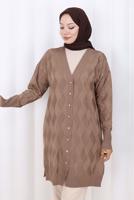 Tesettür giyim VİZON DESENLİ TRİKO HIRKA T 9323