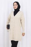 Tesettür giyim BEJ DESENLİ TRİKO HIRKA T 9323