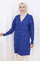 Tesettür giyim LACİVERT DESENLİ TRİKO HIRKA T 9323