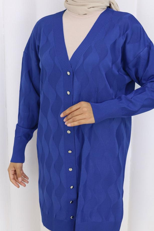 Tesettür giyim LACİVERT T 9323 BN MERSERİZE HIRKA - TRENDTESETTÜR